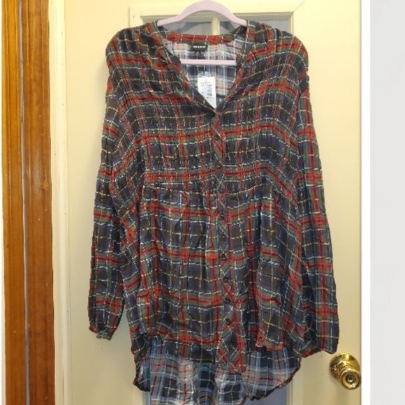 Torrid plaid Smocked Tunic - Picture 2 of 2
